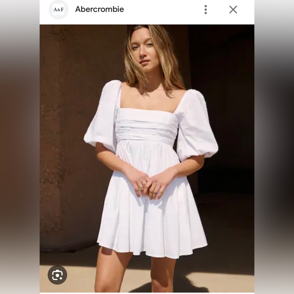 BNWT short white dress with puffy sleeves